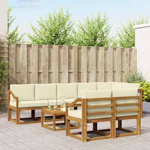 Zunanja garnitura za sedenje z blazino 9 pcs Naravna in smetana