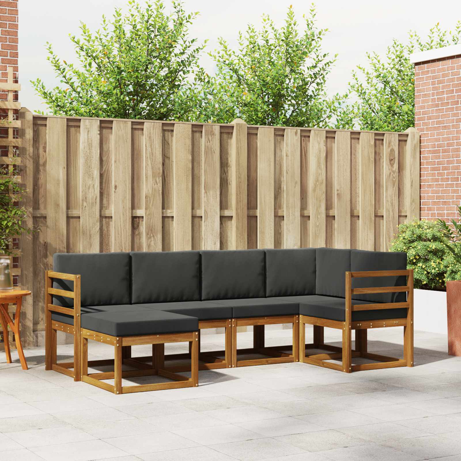 vidaXL Sofa Set mit Kissen 6 pcs Natur und Anthrazit