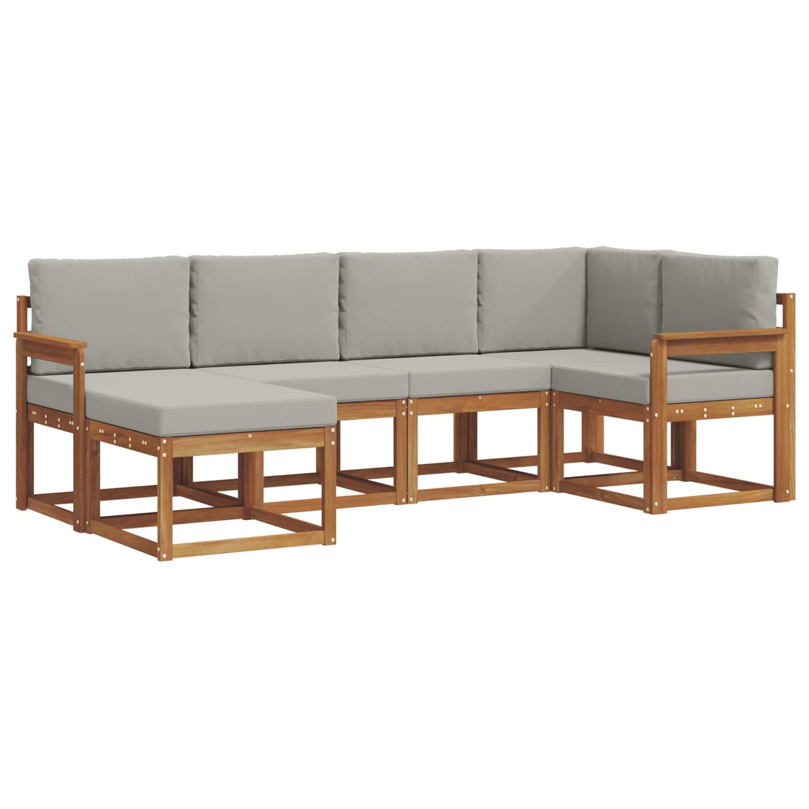 Thumbnail - vidaXL Outdoor-Sofagarnitur mit Kissen 6 pcs Natürlich und Hellgrau