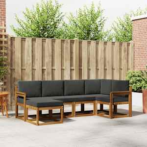 Zunanja garnitura za sedenje 6 pcs Naravna in antracitna