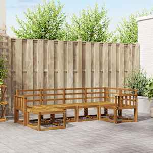 Zunanja garnitura za sedenje 6 pcs Naravna