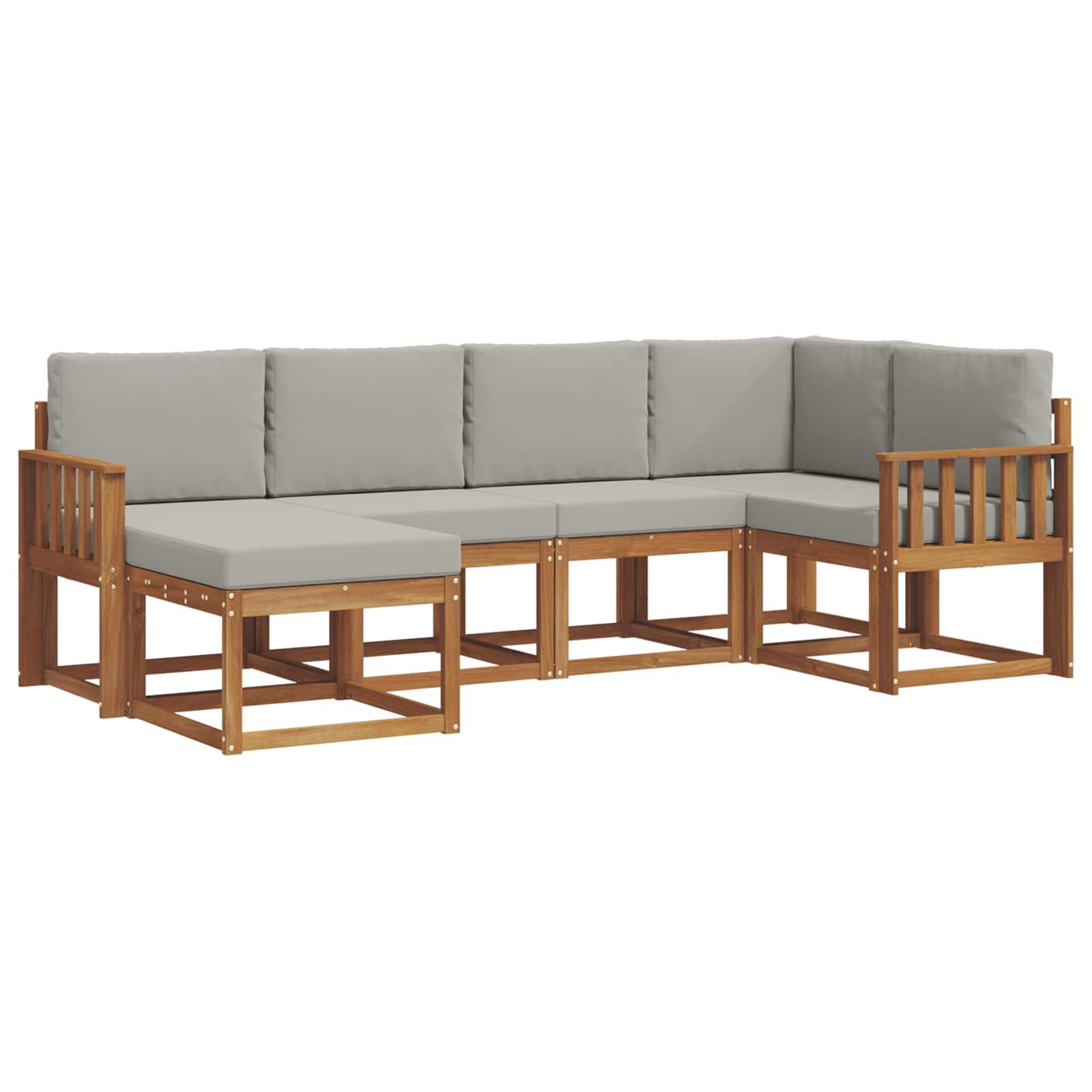 Zunanja garnitura za sedenje 6 pcs Naravna in svetlo siva - slika 2