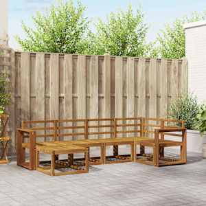 Zunanja garnitura za sedenje 6 pcs Naravna