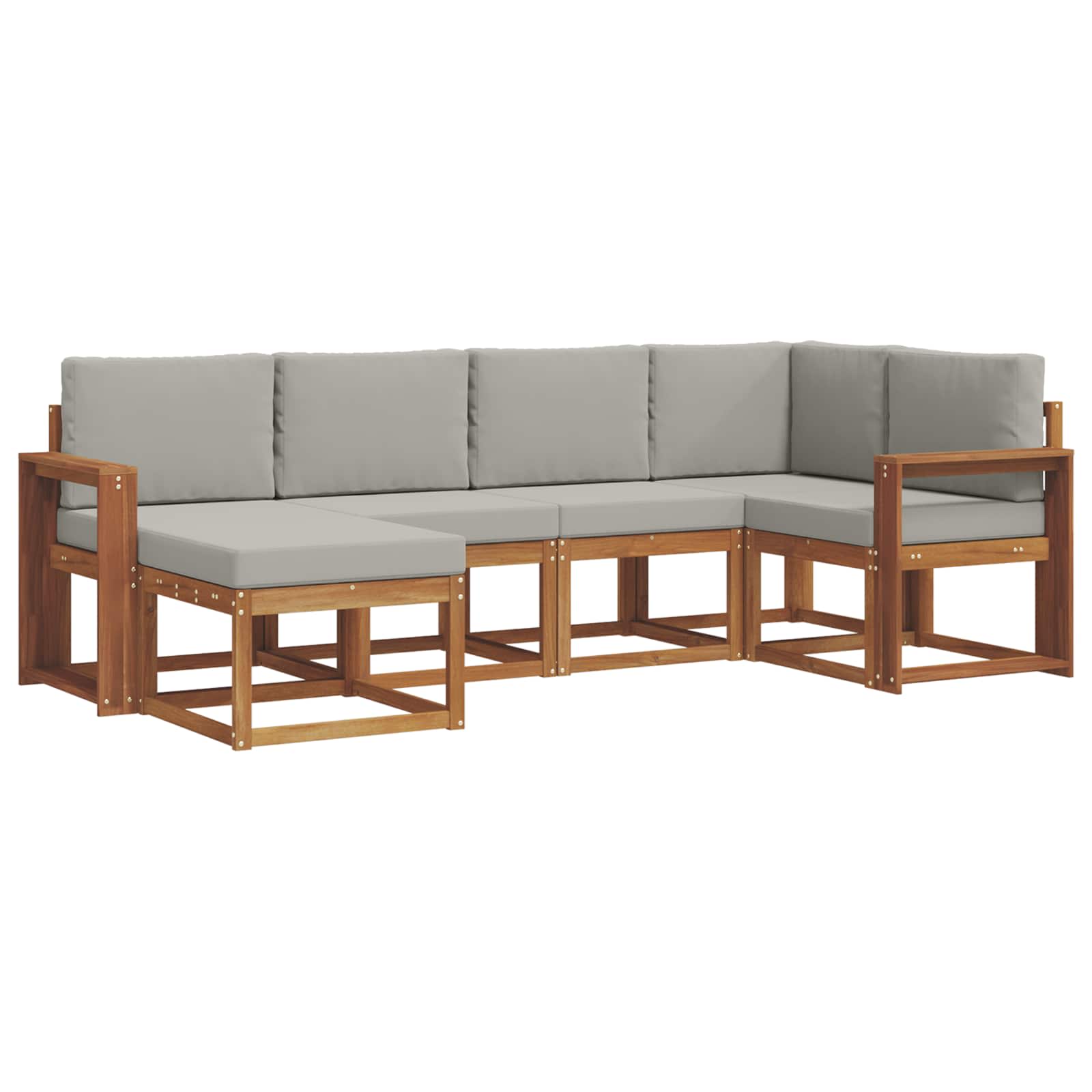 Zunanja garnitura za sedenje 6 pcs Naravna in svetlo siva - slika 2