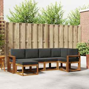 Zunanja garnitura za sedenje 6 pcs Naravna in antracitna