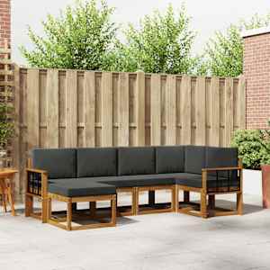 Zunanja garnitura za sedenje 6 pcs Naravna in antracitna