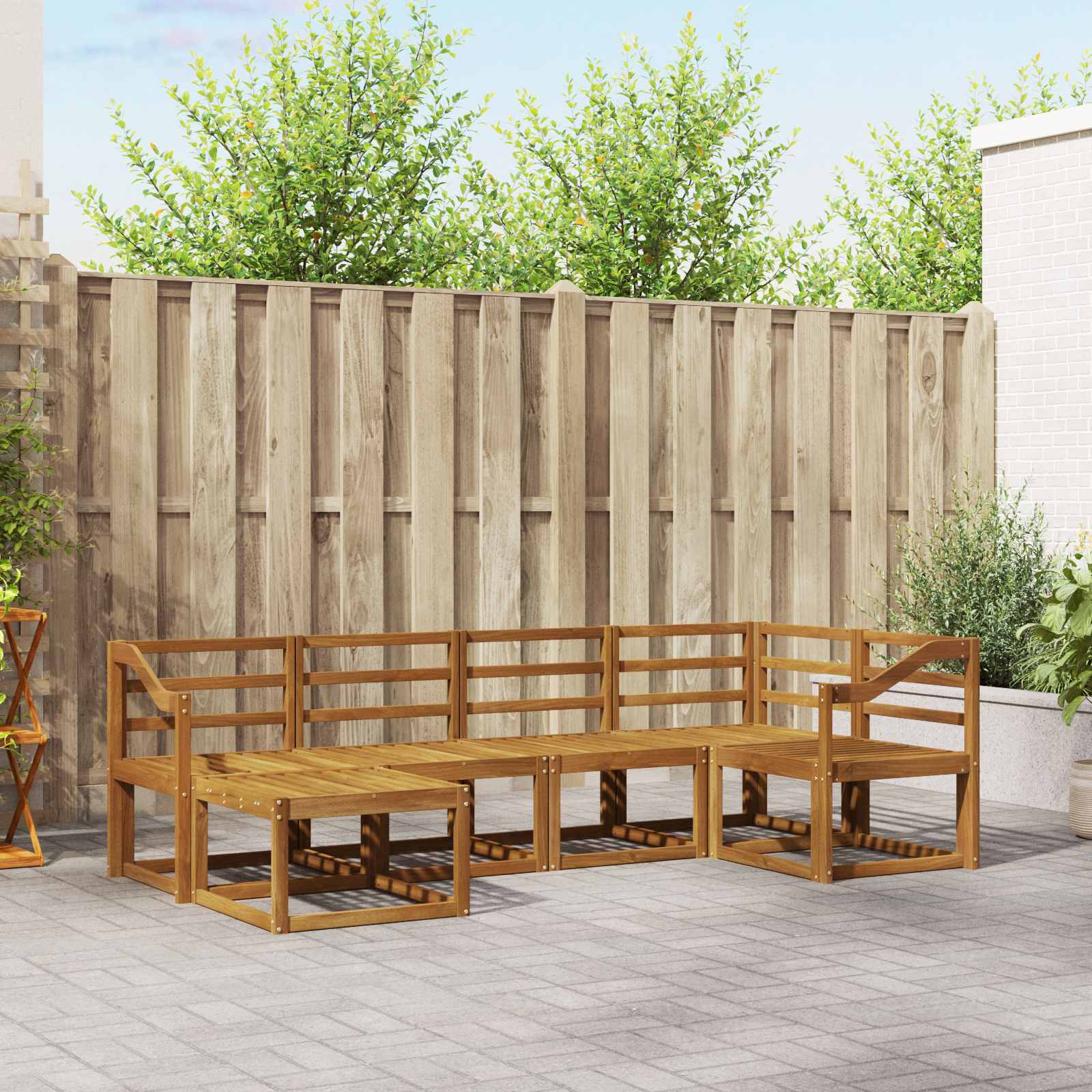 Zunanja garnitura za sedenje 6 pcs Naravna