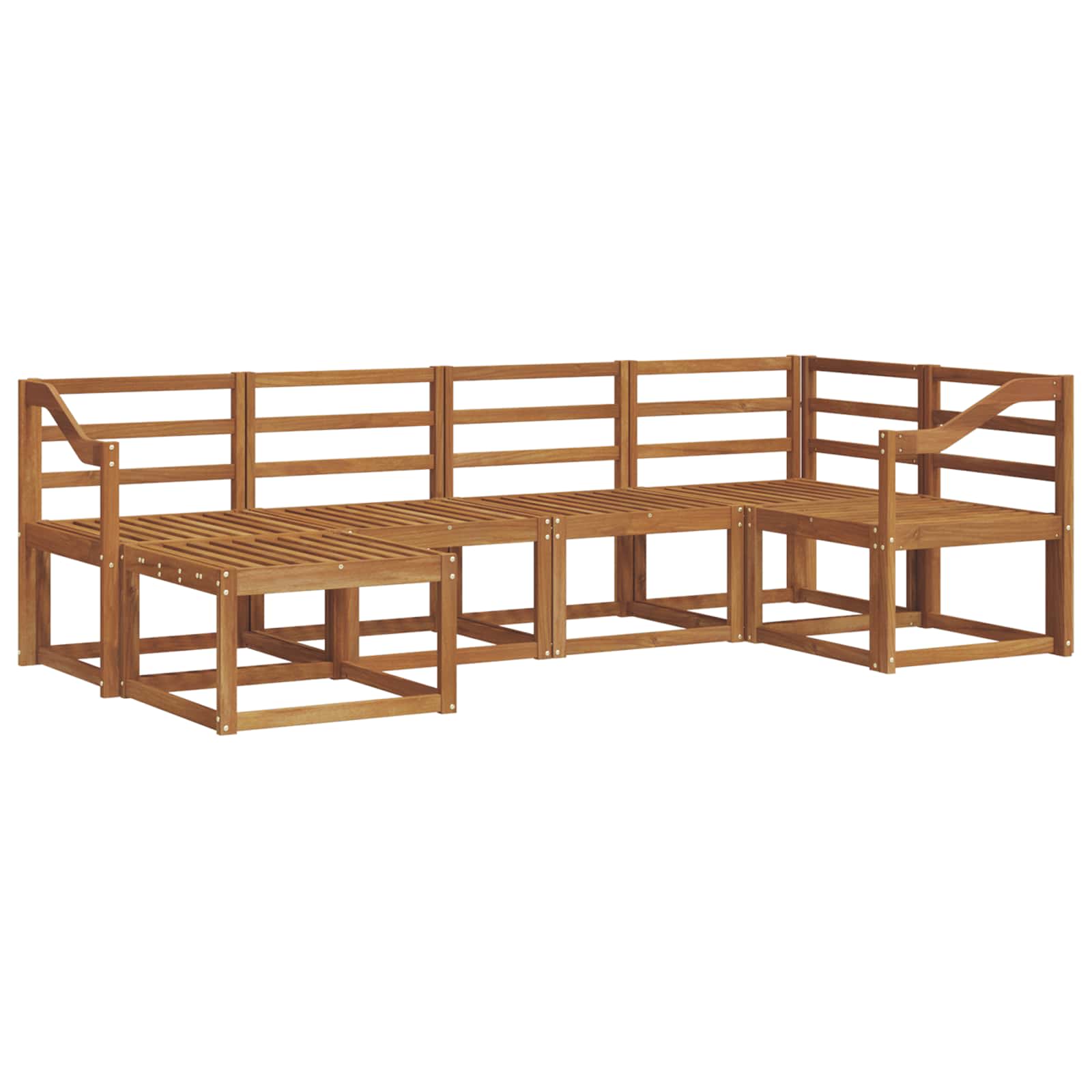 Zunanja garnitura za sedenje 6 pcs Naravna - slika 2