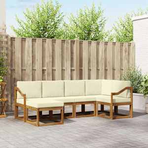 Zunanja garnitura za sedenje z blazino 6 pcs Naravna in smetana