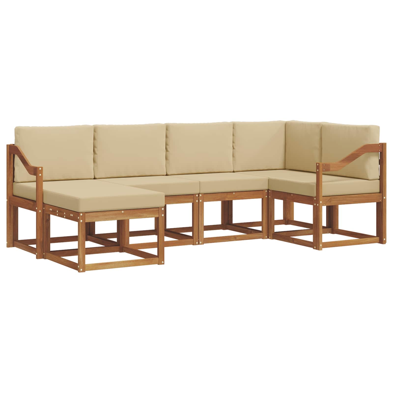 Zunanja garnitura za sedenje z blazino 6 pcs Naravna in bež - slika 2