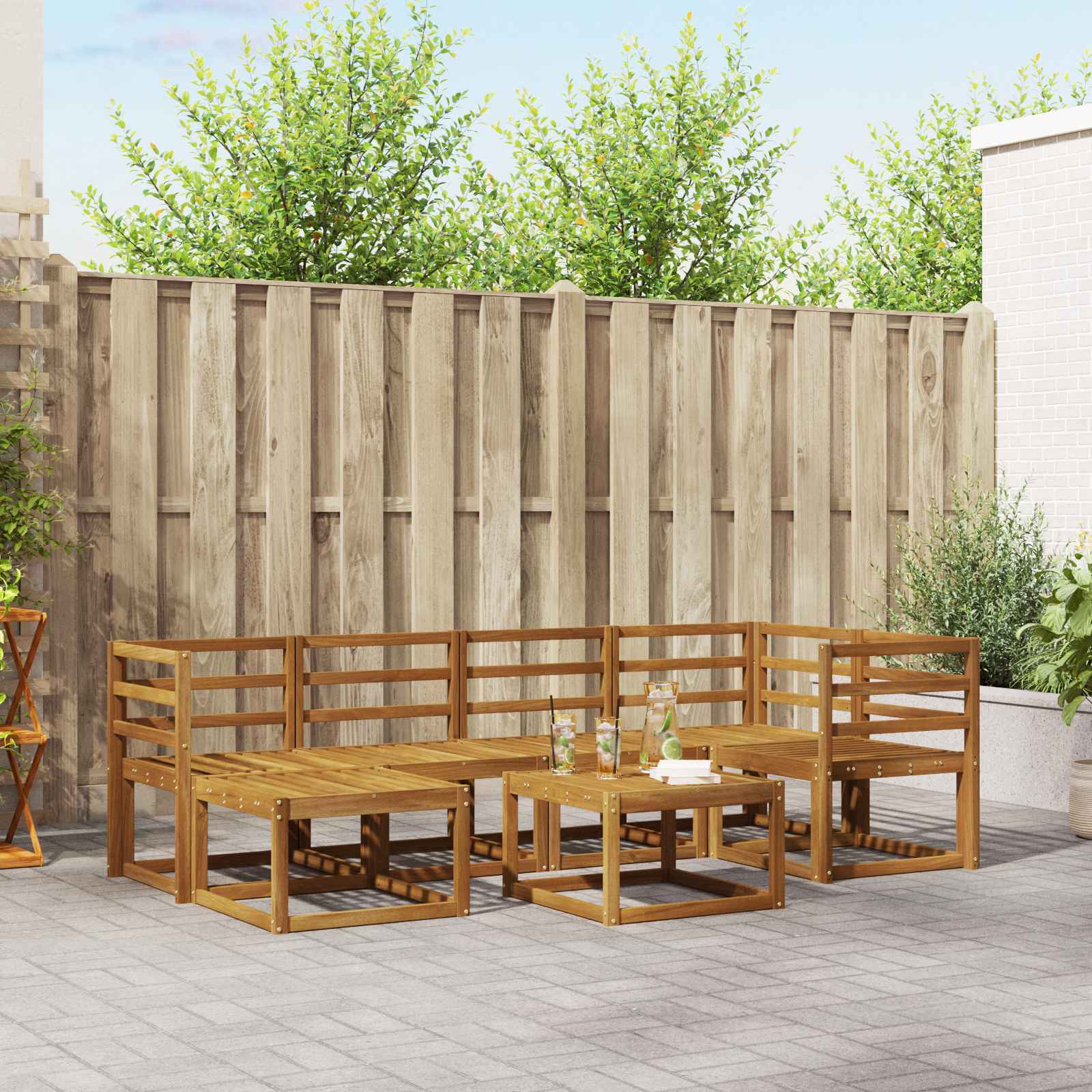 Buiten bankenset Naturel Massief Acaciahout image 1