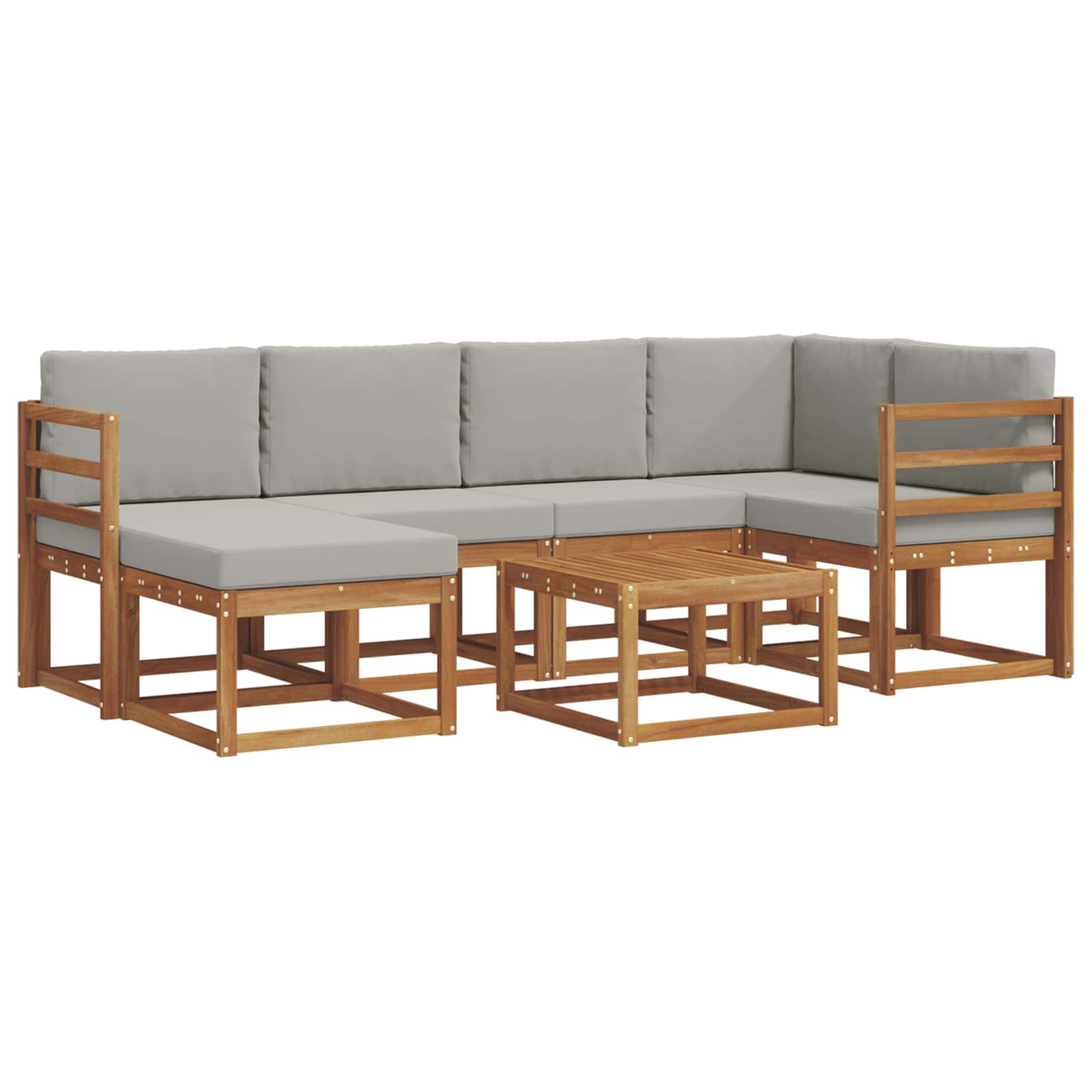 Thumbnail - vidaXL Outdoor-Sofagarnitur mit Kissen 7 pcs Natürlich und Hellgrau