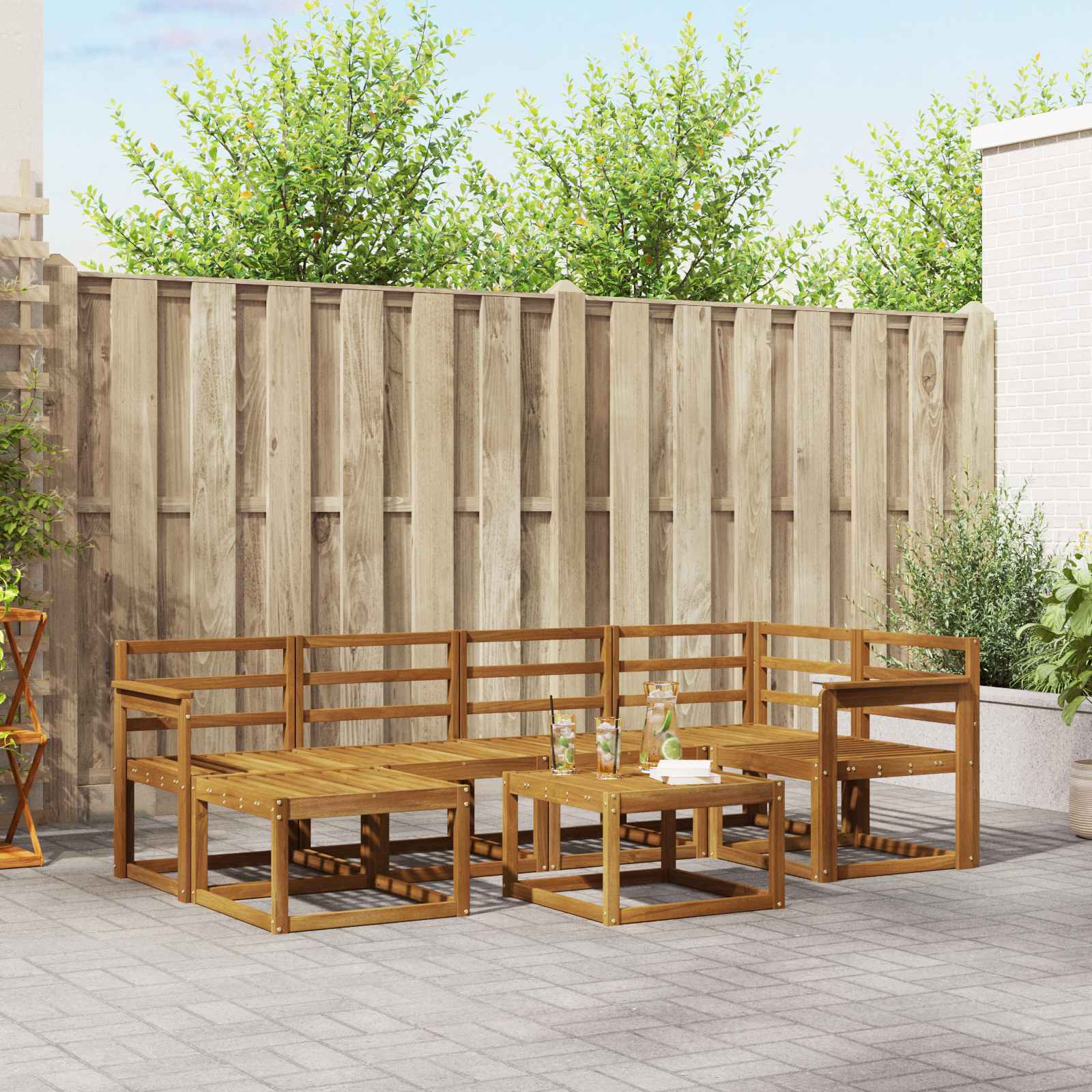 Zunanja garnitura za sedenje 7 pcs Naravna Masiven les akacije