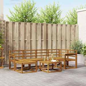 Zunanja garnitura za sedenje 7 pcs Naravna Masiven les akacije