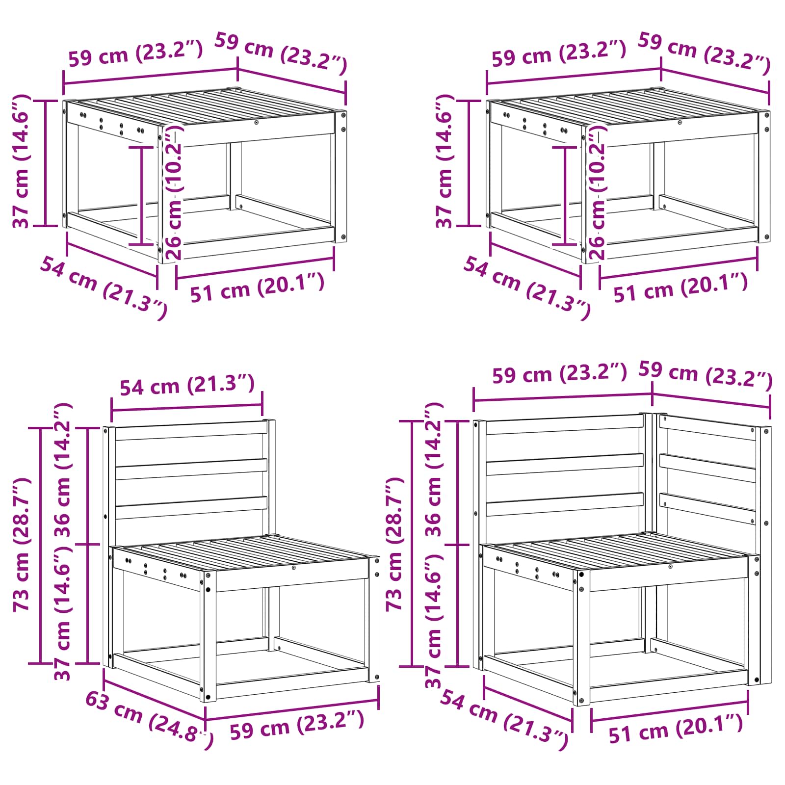 Zunanja garnitura za sedenje 7 pcs Naravna Masiven les akacije - slika 11