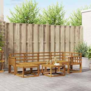 Zunanja garnitura za sedenje 7 pcs Naravna Masiven les akacije