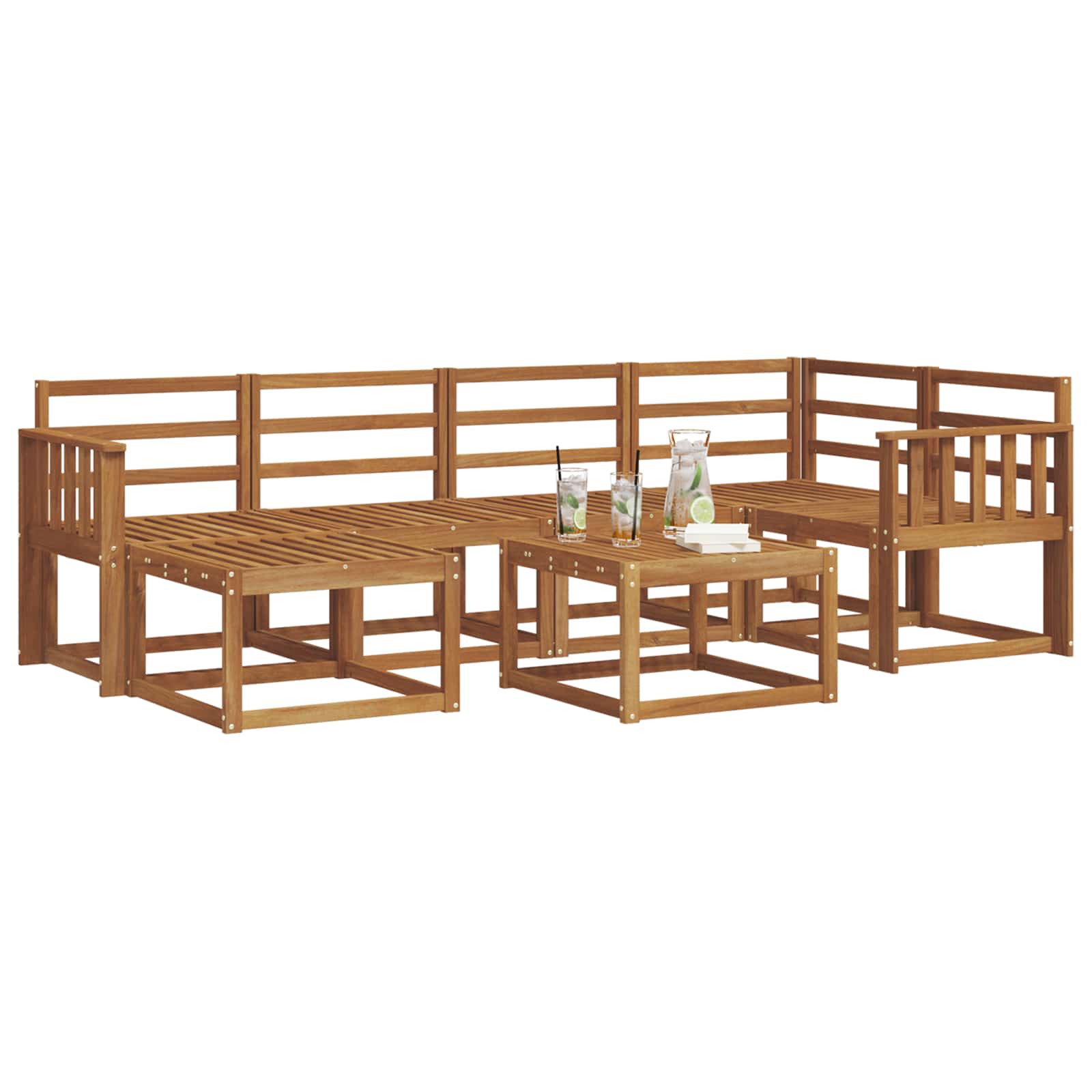 Zunanja garnitura za sedenje 7 pcs Naravna Masiven les akacije - slika 3