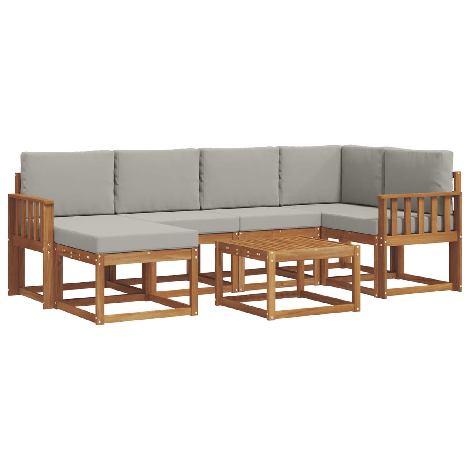 Thumbnail - vidaXL Outdoor-Sofagarnitur mit Kissen 7 pcs Natürlich und Hellgrau