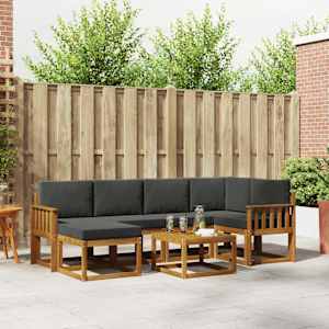 Zunanja garnitura za sedenje 7 pcs Naravna in antracitna