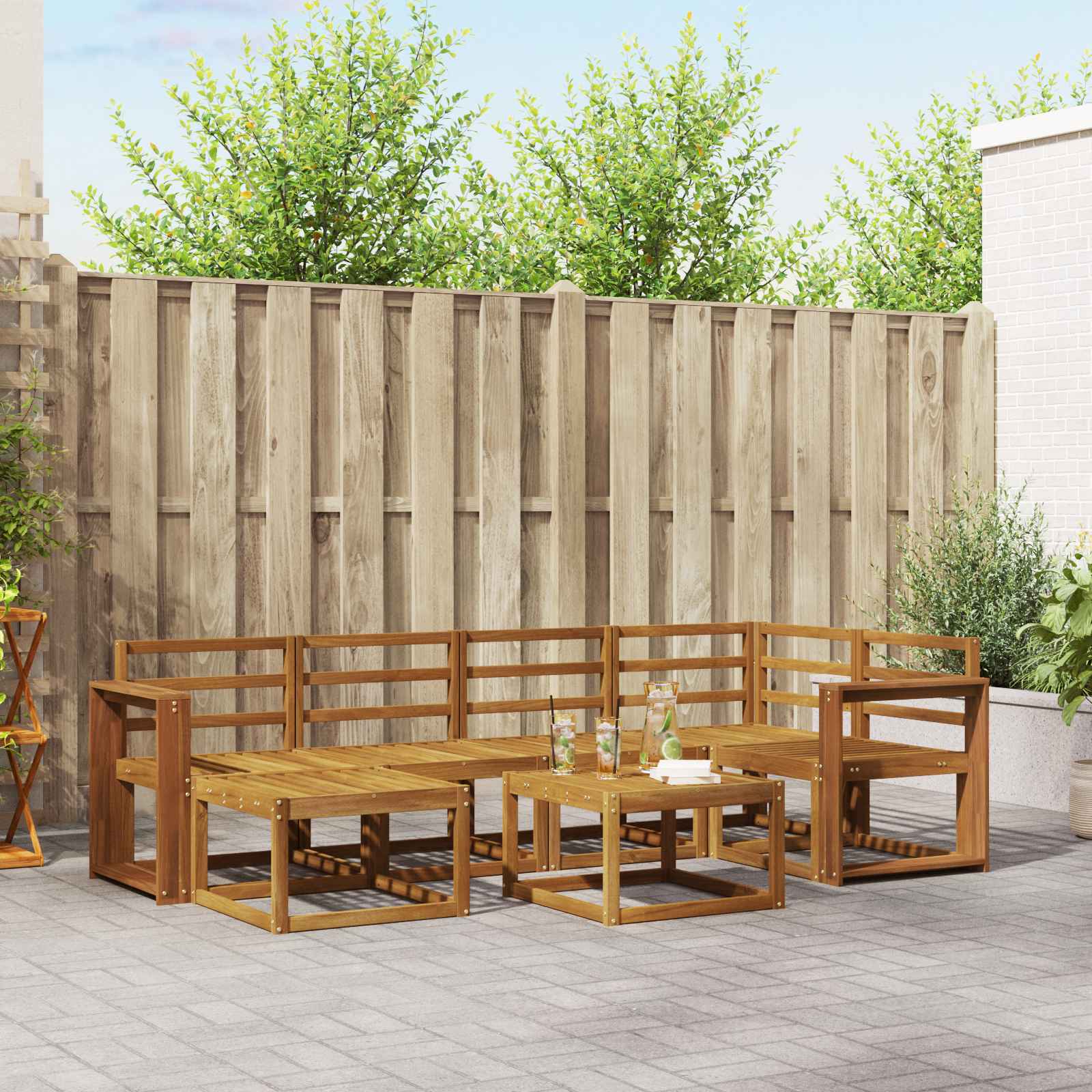 vidaXL Outdoor-Sofagarnitur 7 pcs Natur Massivholz Akazie