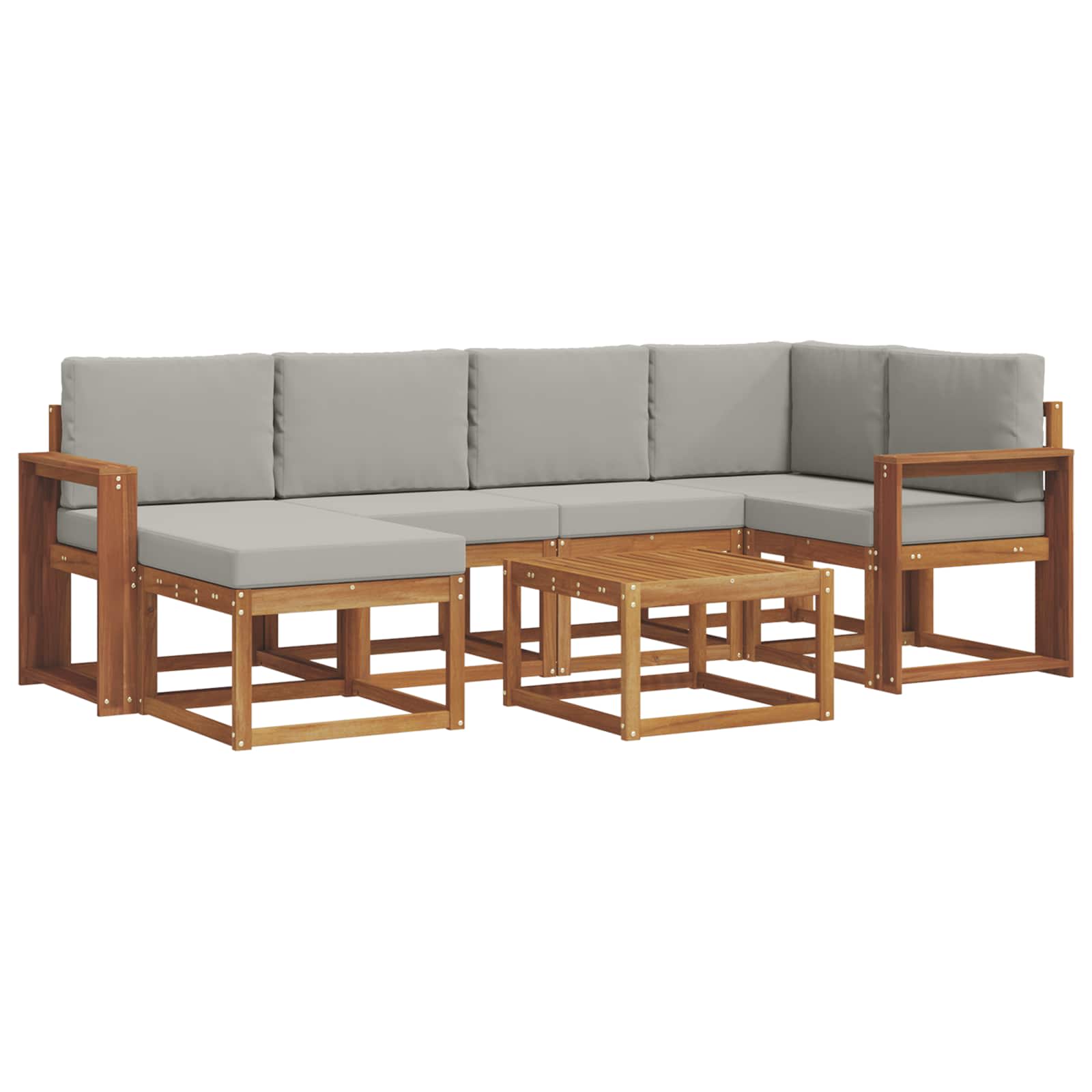 Zunanja garnitura za sedenje 7 pcs Naravna in svetlo siva - slika 2