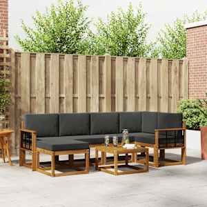 Zunanja garnitura za sedenje 7 pcs Naravna in antracitna