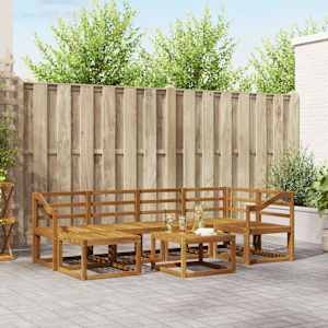 Zunanja garnitura za sedenje 7 pcs Naravna Masiven les akacije