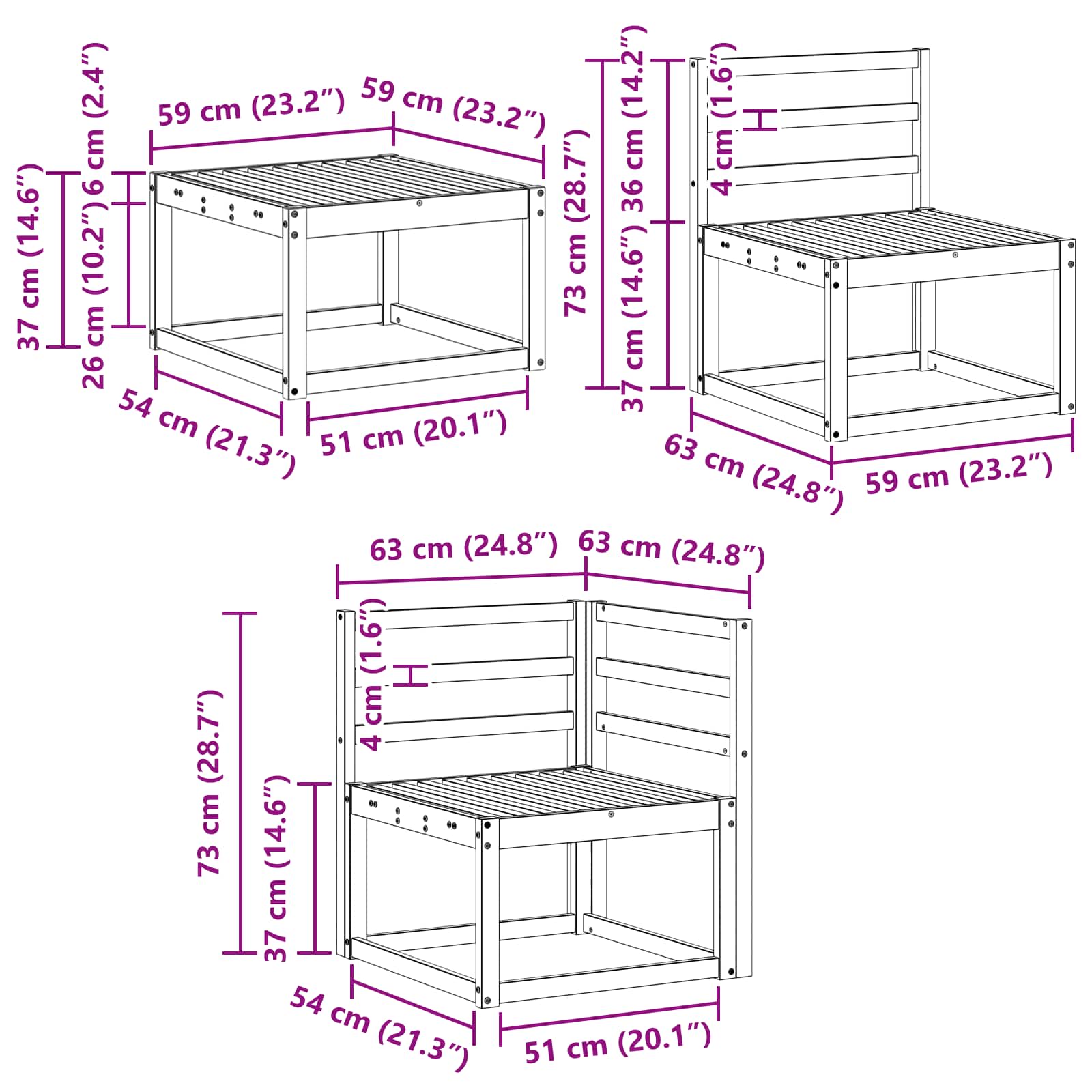 Buiten bankenset 7 pcs Naturel Massief Acaciahout image 10