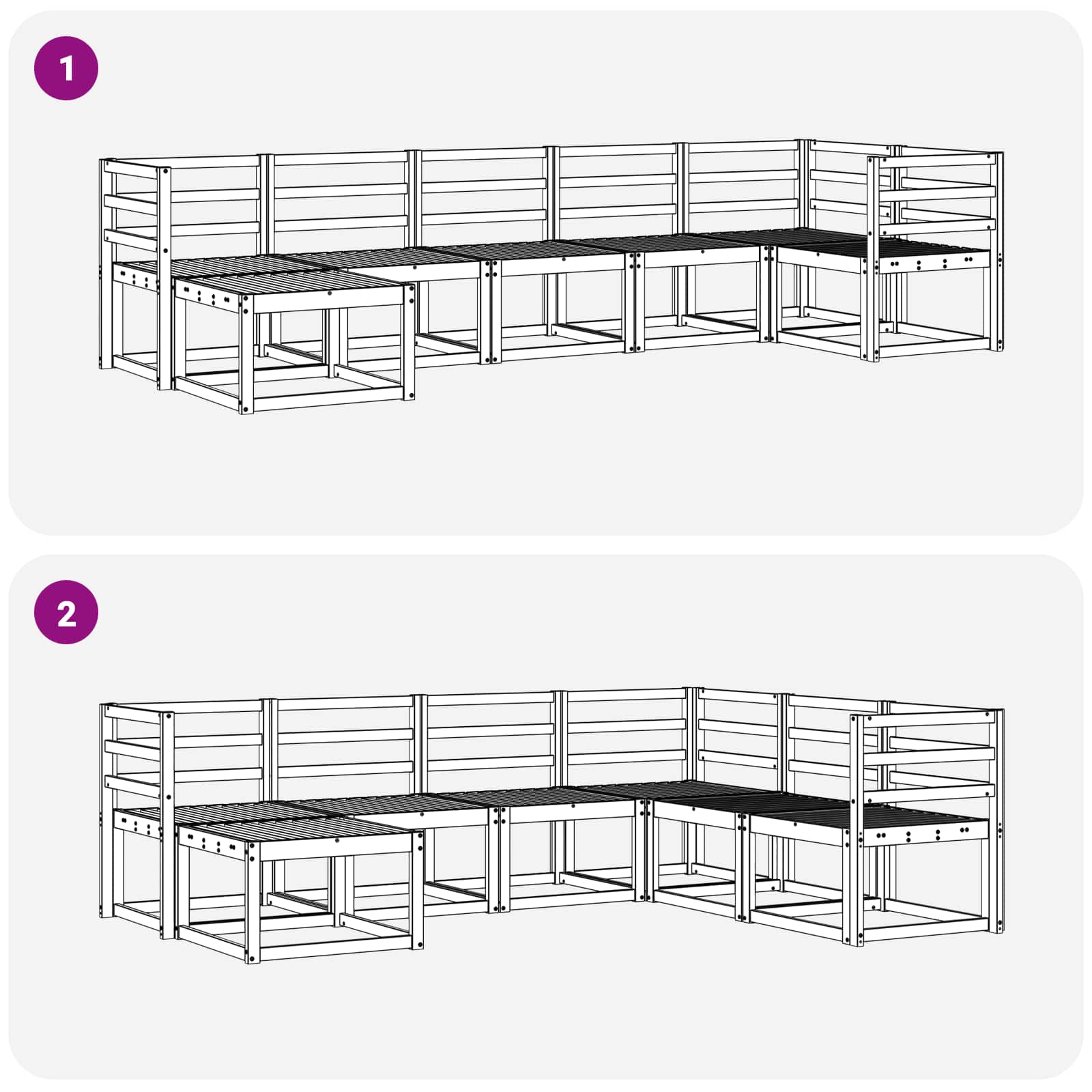 Buiten bankenset 7 pcs Naturel Massief Acaciahout image 8