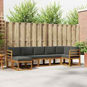 Zunanja garnitura za sedenje 7 pcs Naravna in antracitna