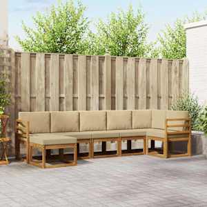 Zunanja garnitura za sedenje z blazino 7 pcs Naravna in bež