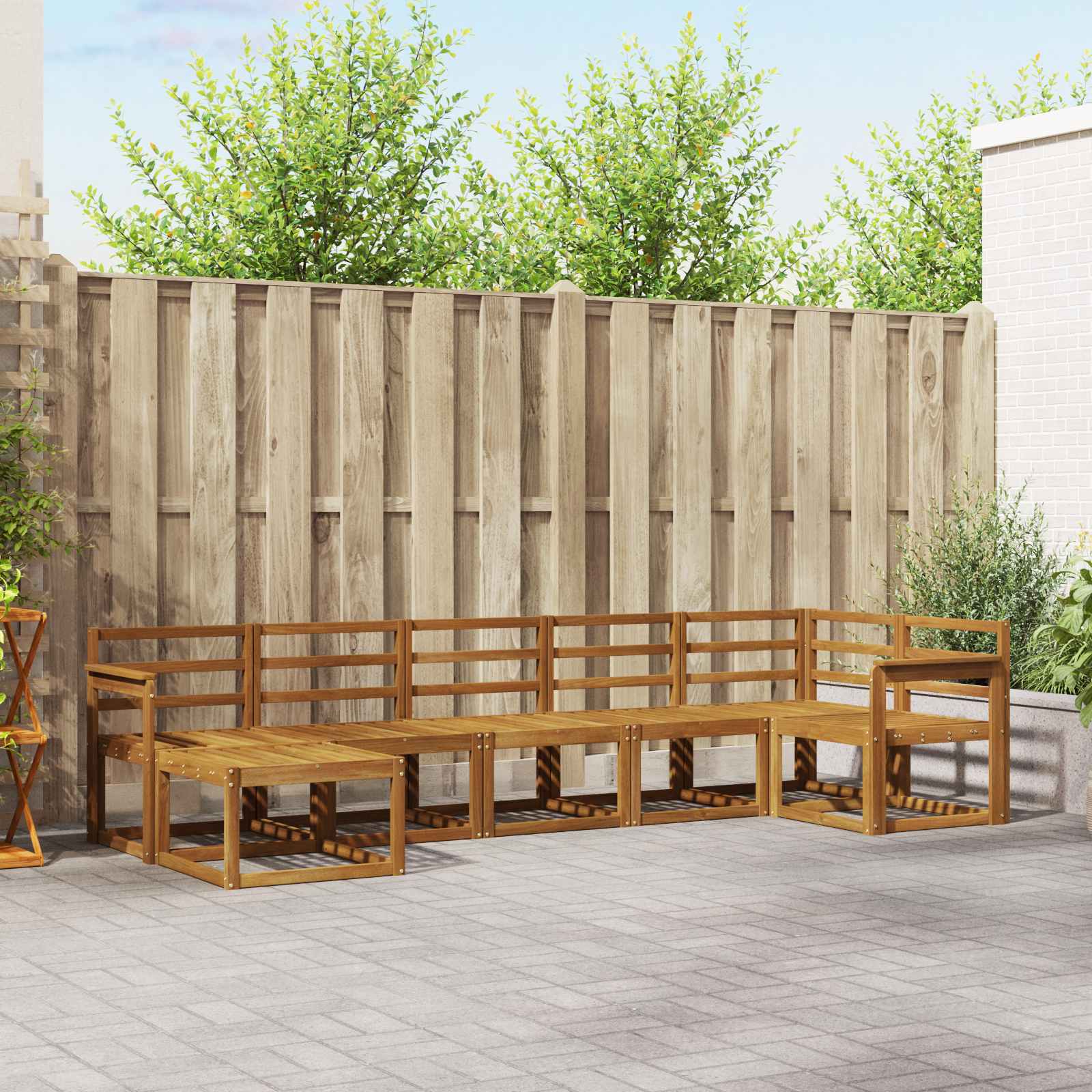 Buiten bankenset 7 pcs Naturel Massief Acaciahout image 1