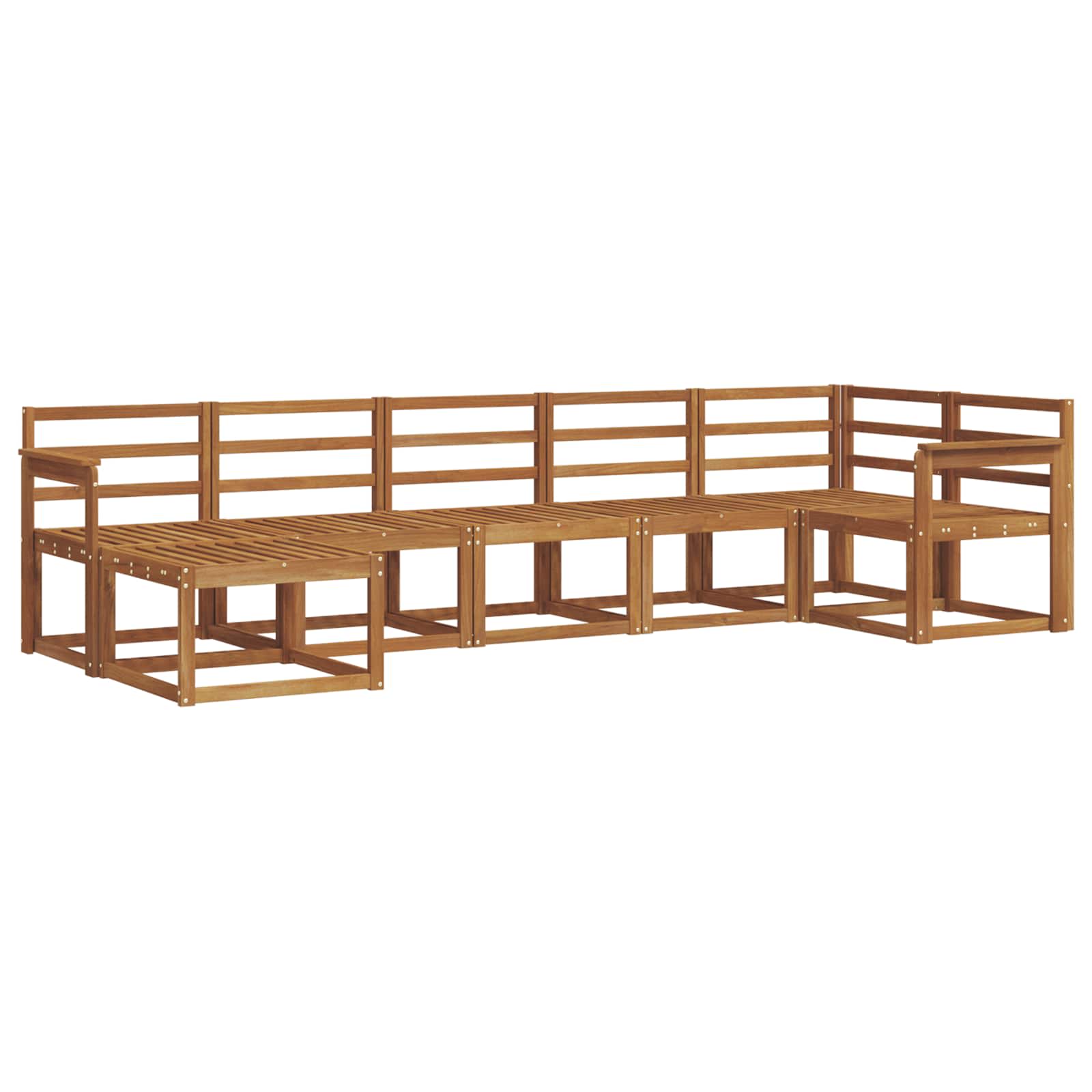 Buiten bankenset 7 pcs Naturel Massief Acaciahout image 2