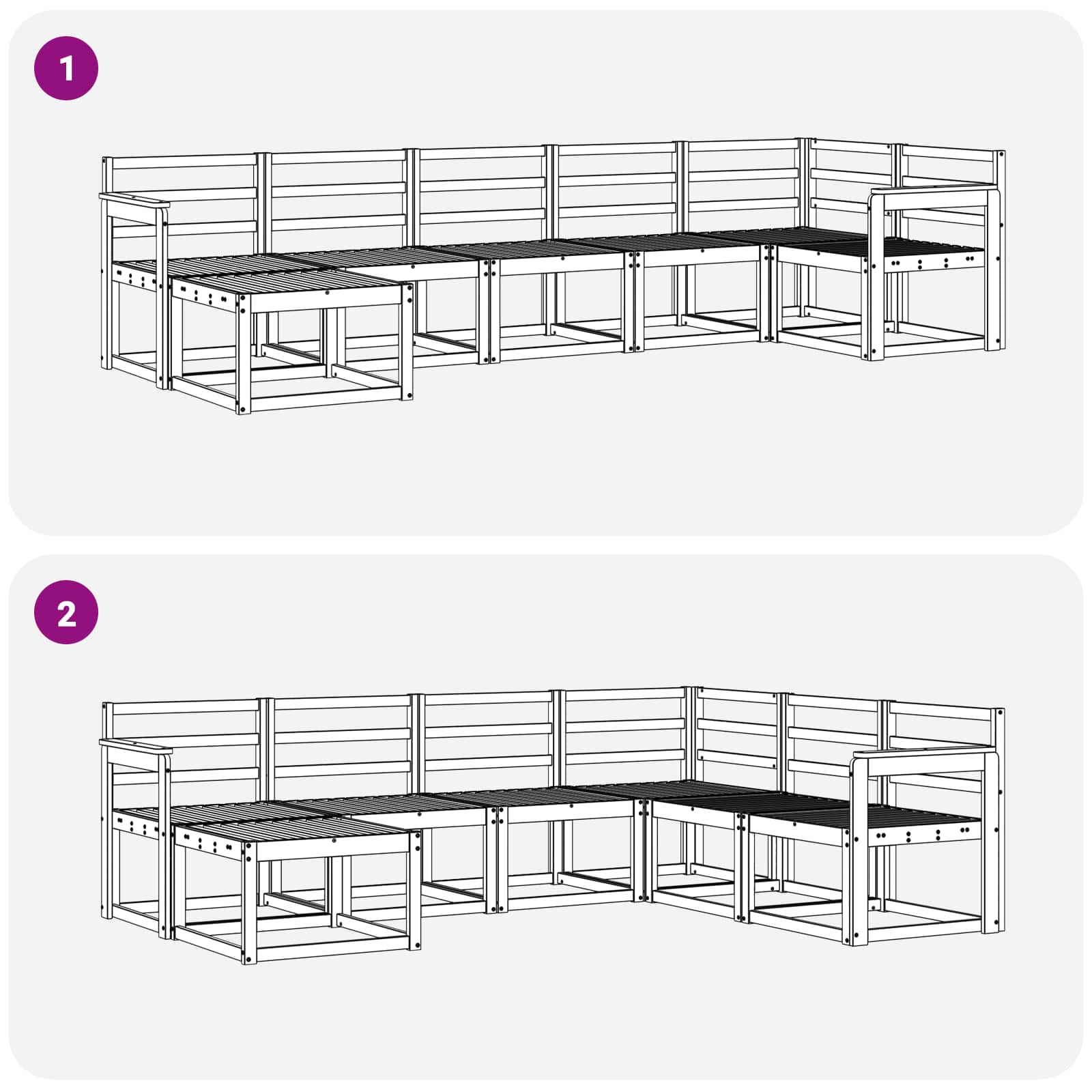 Buiten bankenset 7 pcs Naturel Massief Acaciahout image 8