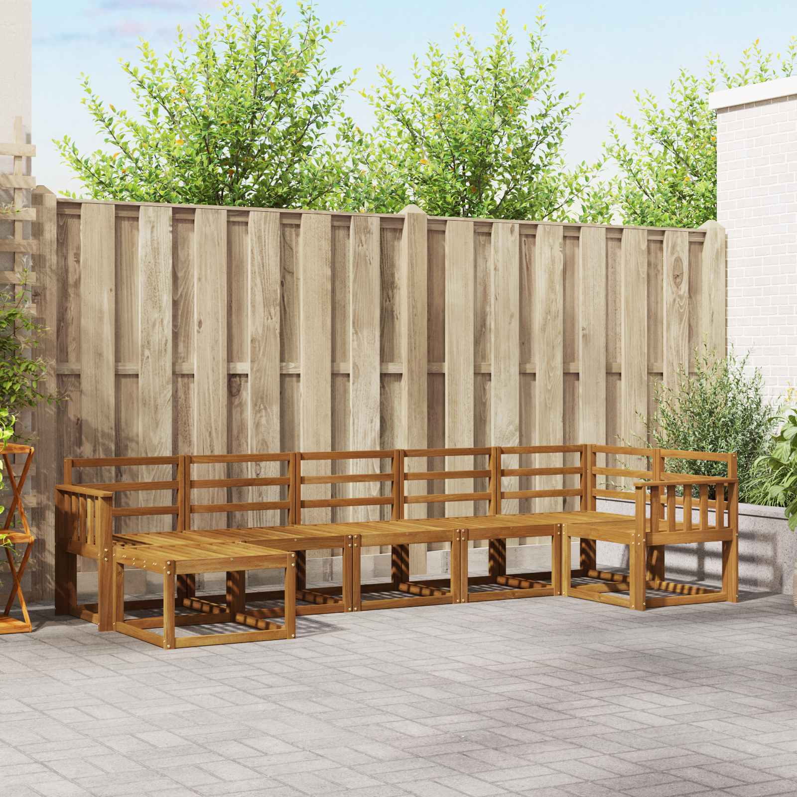 Buiten bankenset 7 pcs Naturel Massief Acaciahout image 1