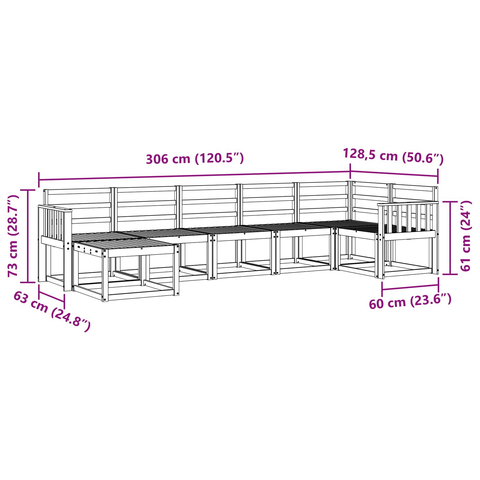 Buiten bankenset 7 pcs Naturel Massief Acaciahout image 9