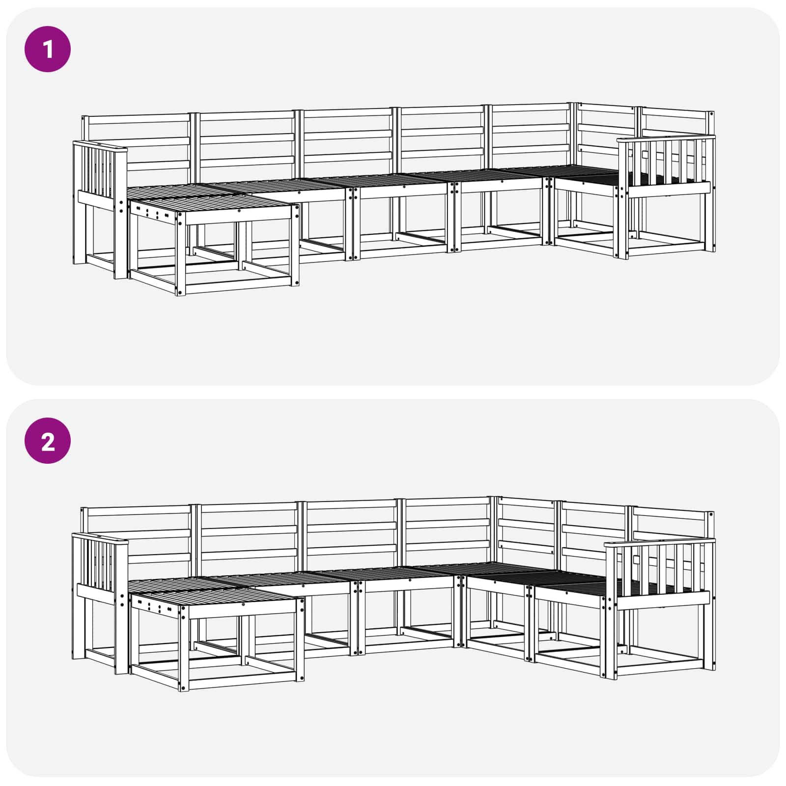 Buiten bankenset 7 pcs Naturel Massief Acaciahout image 8