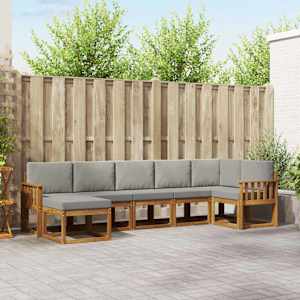 Zunanja garnitura za sedenje 7 pcs Naravna in svetlo siva