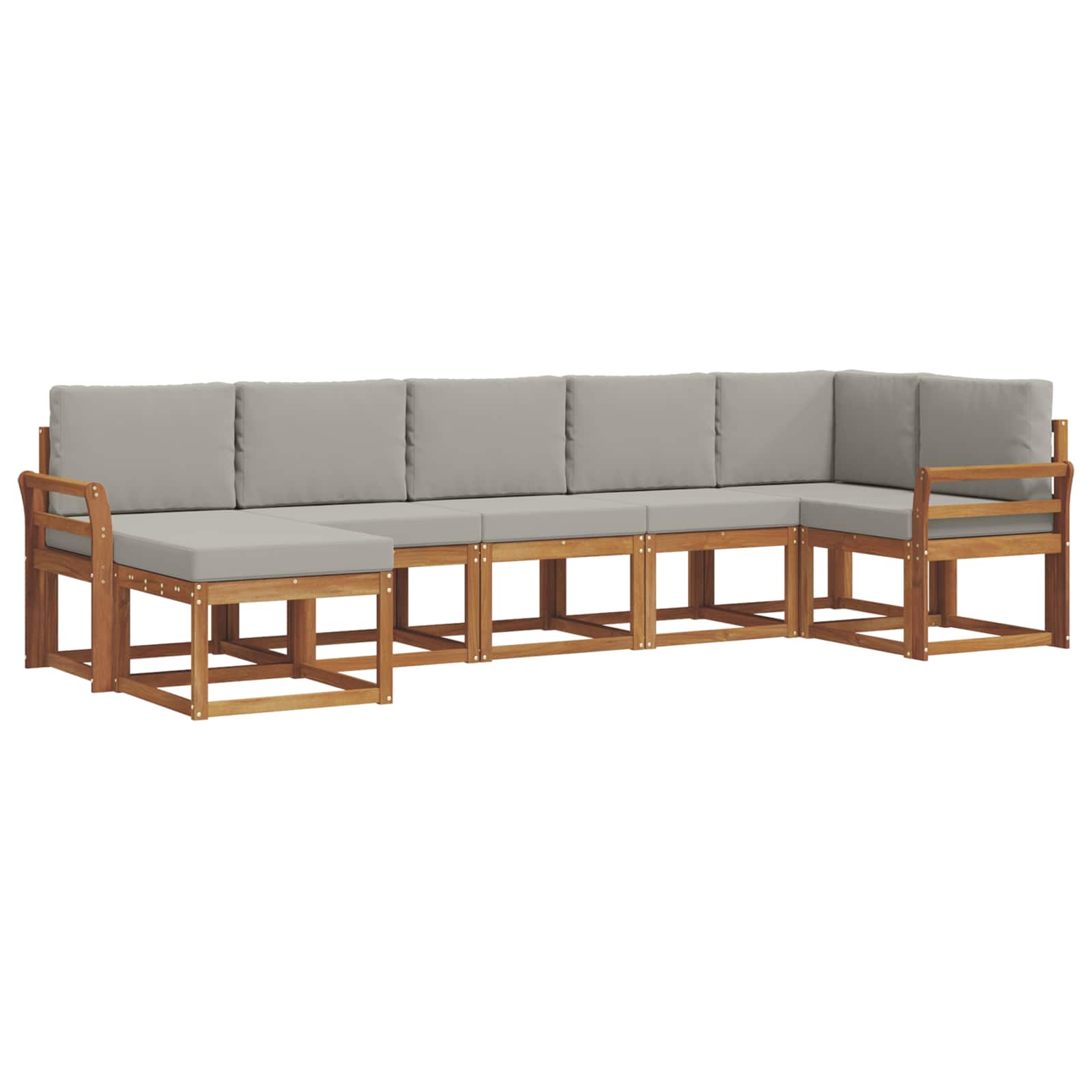 Thumbnail - vidaXL Outdoor-Sofagarnitur mit Kissen 7 pcs Natürlich und Hellgrau