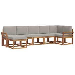 Venkovní pohovková souprava 7 pcs Přírodní a světle šedá - obrázek 2