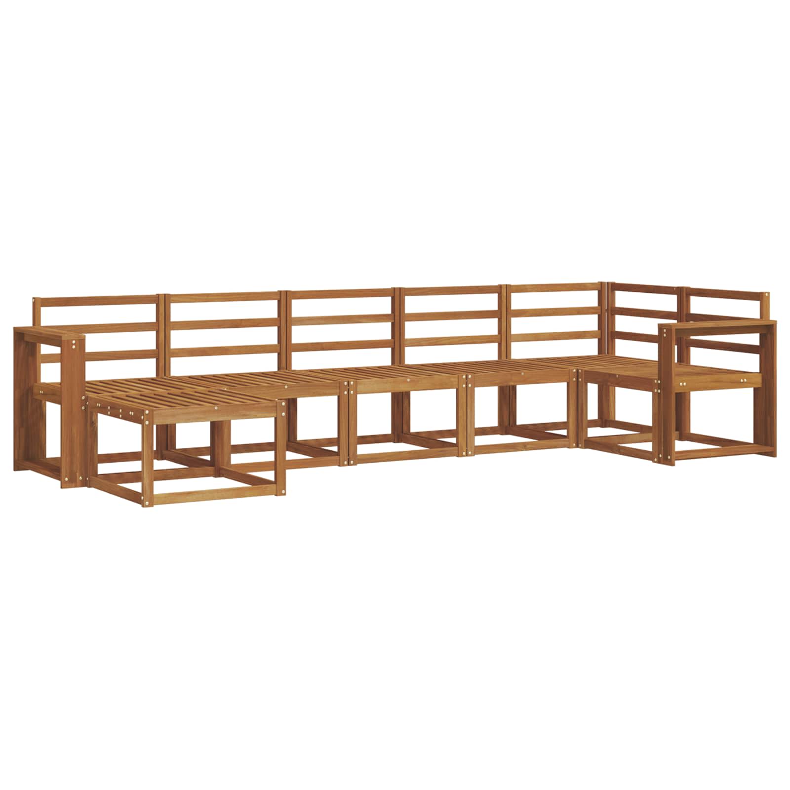 Zunanja garnitura za sedenje 7 pcs Naravna Masiven les akacije - slika 2