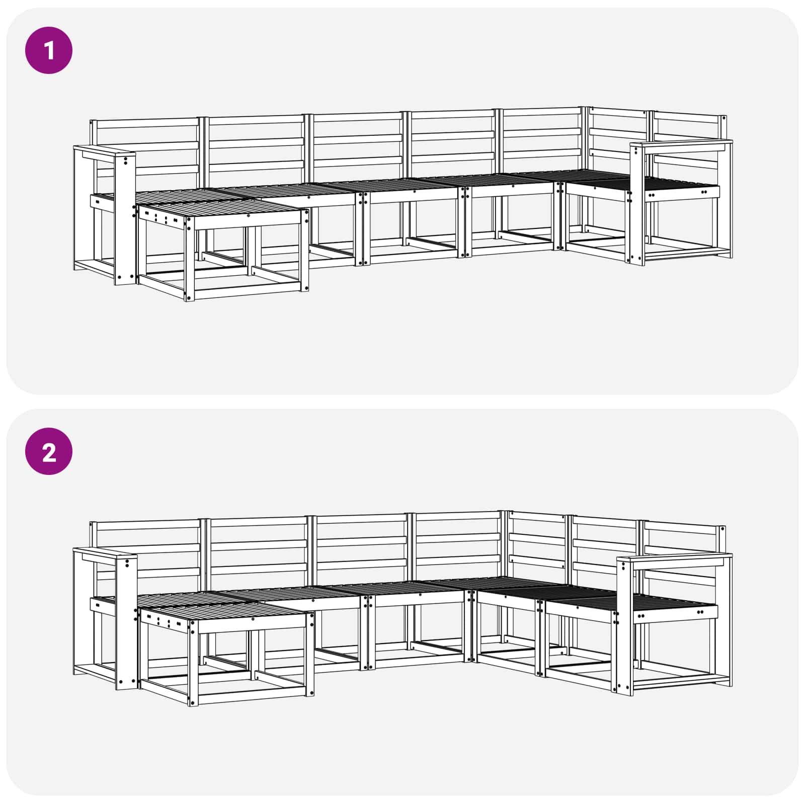 Zunanja garnitura za sedenje 7 pcs Naravna Masiven les akacije - slika 8