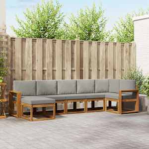 Zunanja garnitura za sedenje 7 pcs Naravna in svetlo siva