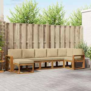 Zunanja garnitura za sedenje z blazino 7 pcs Naravna in bež