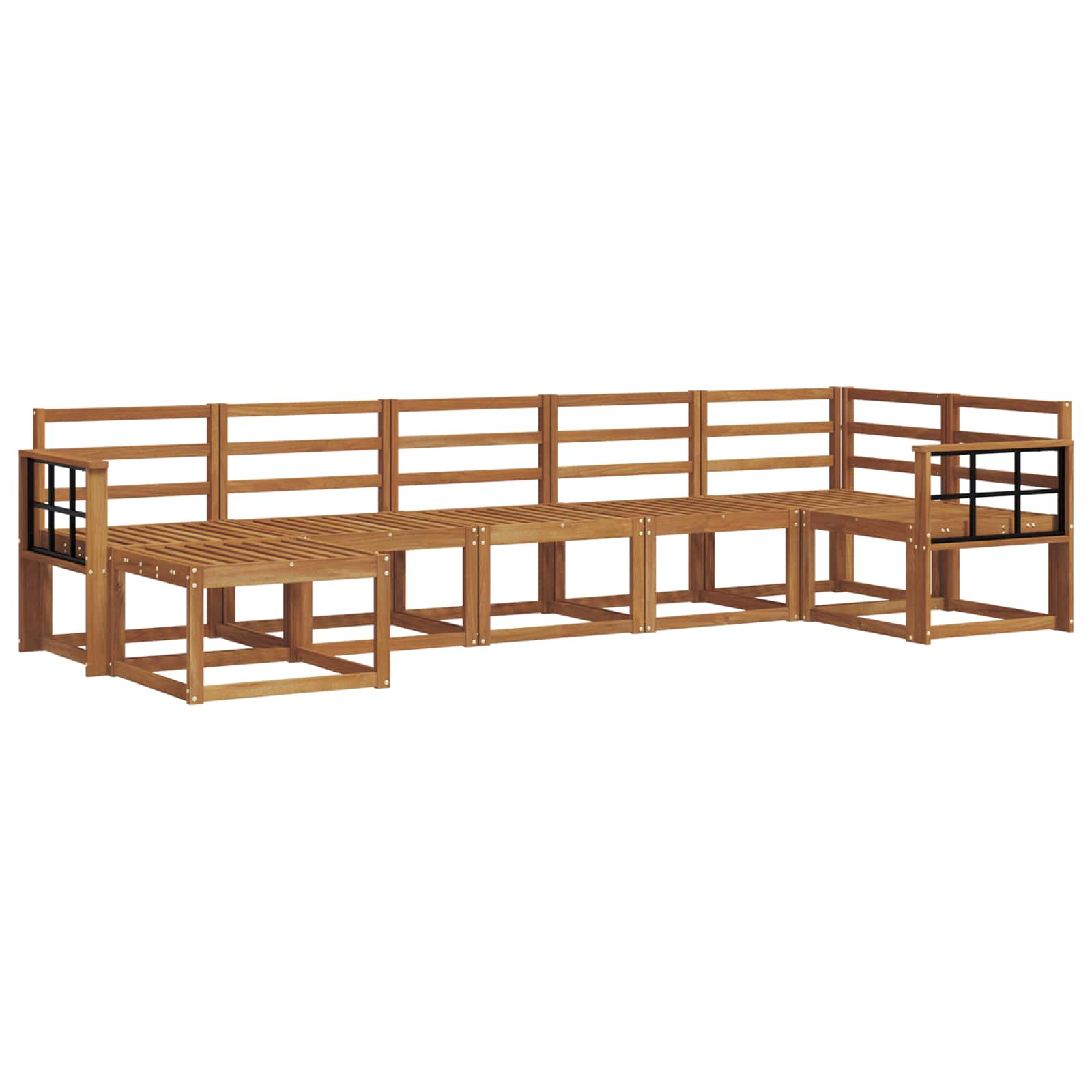 Zunanja garnitura za sedenje 7 pcs Naravna Masiven les akacije - slika 2