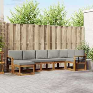 Zunanja garnitura za sedenje 7 pcs Naravna in svetlo siva