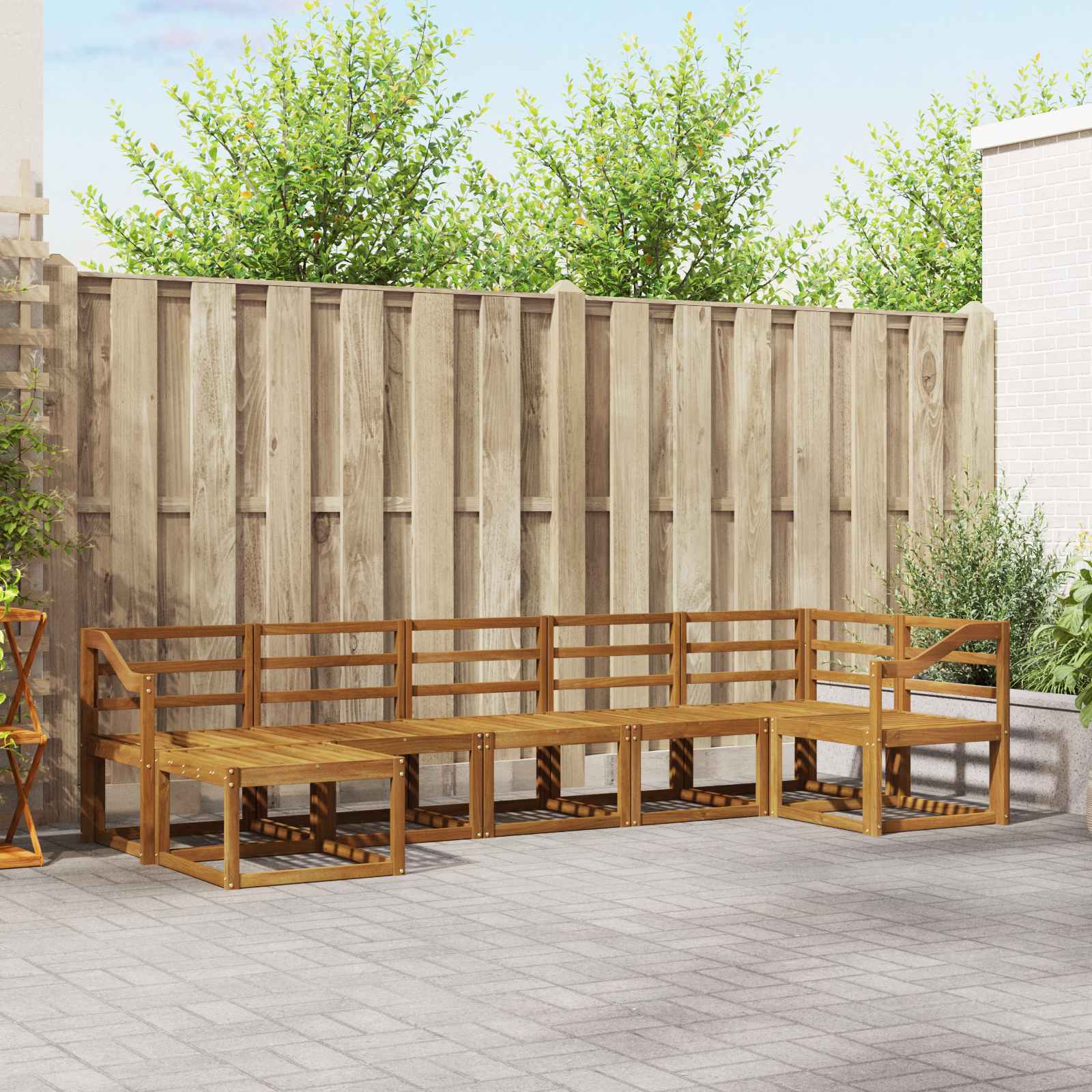 Buiten bankenset 7 pcs Naturel Massief Acaciahout image 1