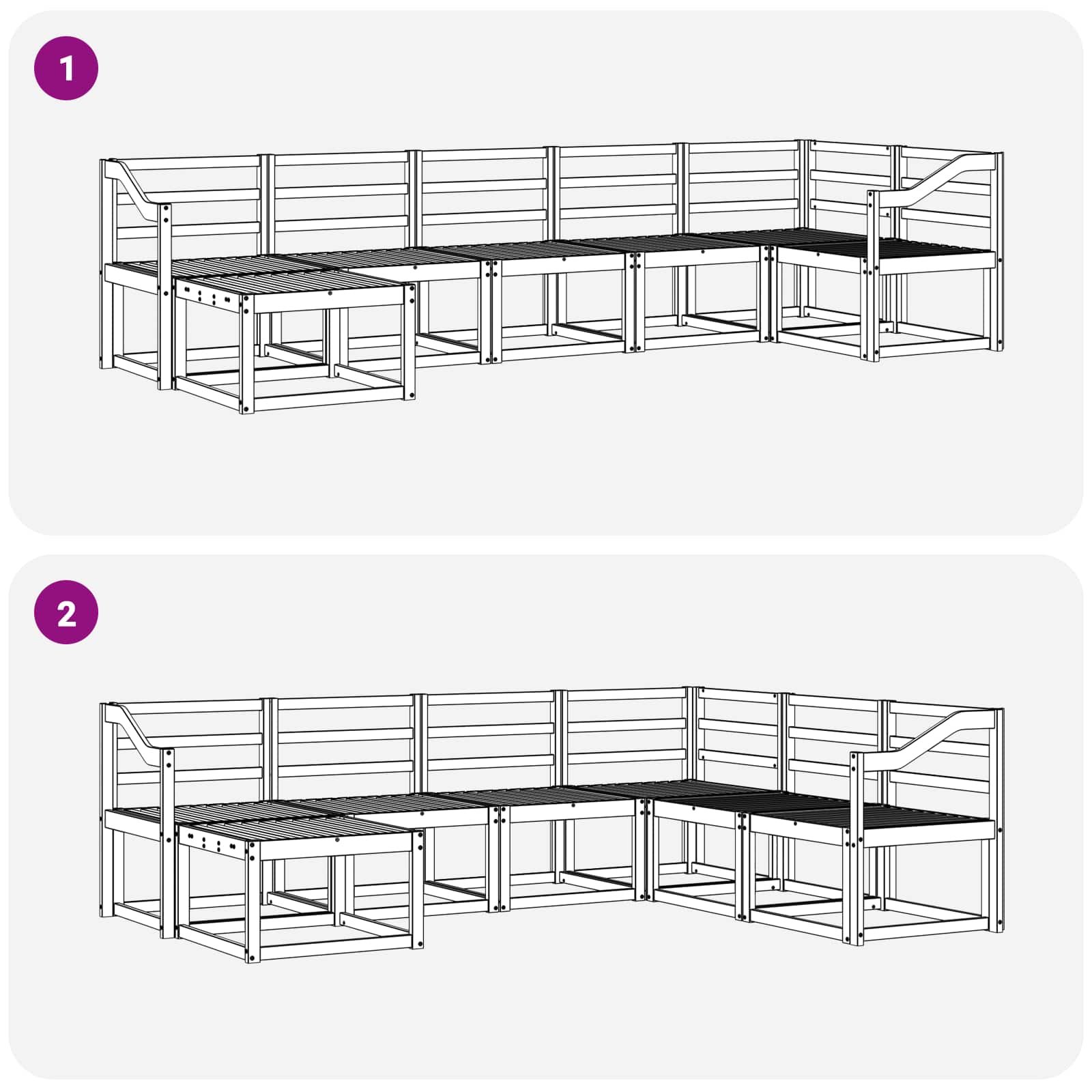 Buiten bankenset 7 pcs Naturel Massief Acaciahout image 8