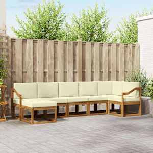 Zunanja garnitura za sedenje z blazino 7 pcs Naravna in smetana