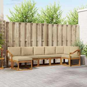 Zunanja garnitura za sedenje z blazino 7 pcs Naravna in bež